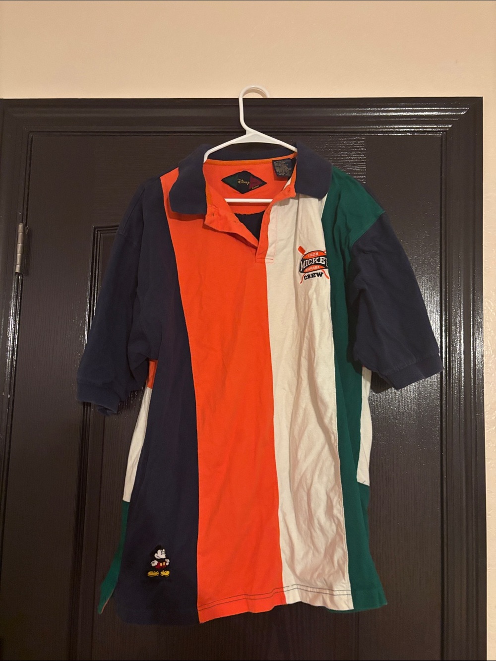 Disney Multicolor Vertical Stripe Polo - Navy, Orange, White & Green